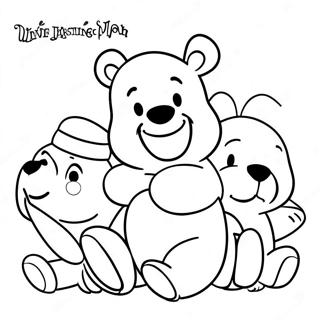 Festive Winnie The Pooh With Friends Coloring Page 11547-9387