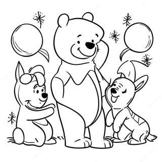 Festive Winnie The Pooh With Friends Coloring Page 11547-9388