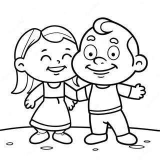 Arnold And Helga In A Playful Scene Coloring Page 11607-9429