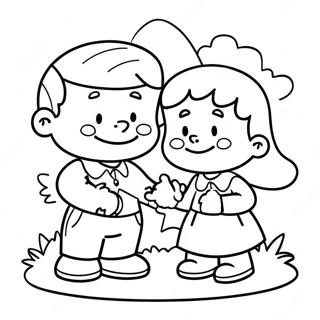 Arnold And Helga In A Playful Scene Coloring Page 11607-9432