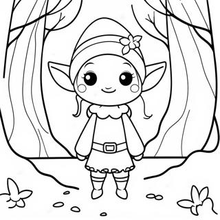 Whimsical Elf In Forest Coloring Page 11617-9437