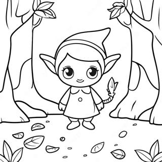 Whimsical Elf In Forest Coloring Page 11617-9439