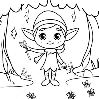 Whimsical Elf In Forest Coloring Page 11617-9440