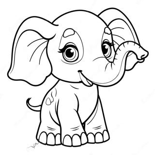 Cute Realistic Baby Elephant Coloring Page 11647-9469