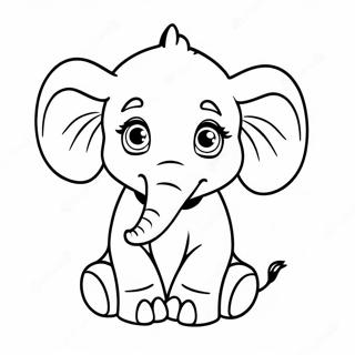 Cute Realistic Baby Elephant Coloring Page 11647-9470