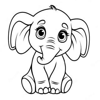 Cute Realistic Baby Elephant Coloring Page 11647-9471