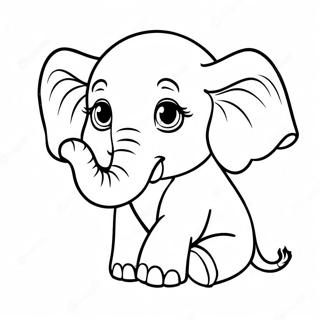 Cute Realistic Baby Elephant Coloring Page 11647-9472