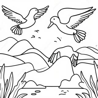 Colorful Migration Scene Coloring Page 11667-9477