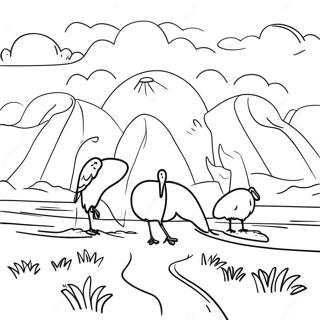 Colorful Migration Scene Coloring Page 11667-9478