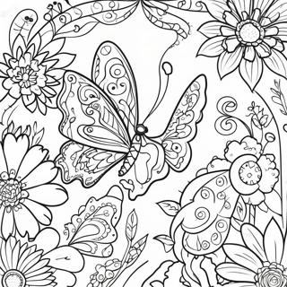 Intricate Butterfly Garden Coloring Page 11677-9486