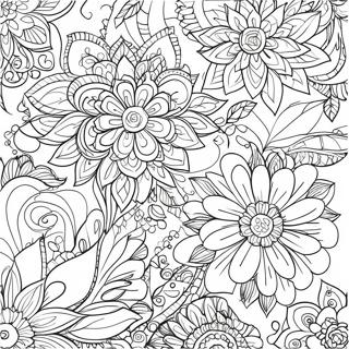 Intricate Relaxation Flower Patterns Coloring Page 11737-9525