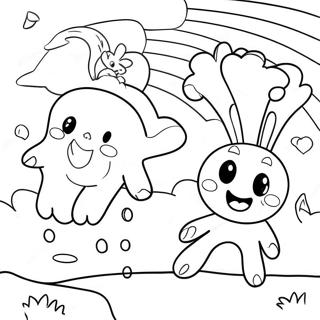 Cheerful Red Rainbow Friends Coloring Page 11777-9557