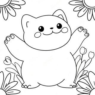 Happy Snorlax With Flowers Coloring Page 11847-9619