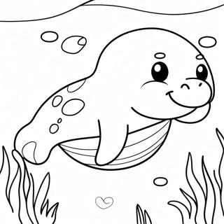 Cute Manatee Swimming Coloring Page 11937-9689