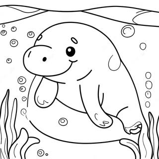 Cute Manatee Swimming Coloring Page 11937-9690