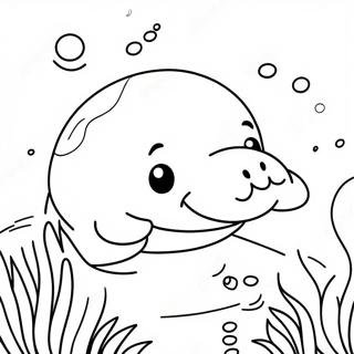 Cute Manatee Swimming Coloring Page 11937-9691