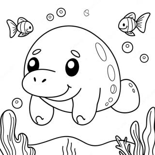 Cute Manatee Swimming Coloring Page 11937-9692