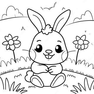 Cute Baby Bunny In Flower Field Coloring Page 11957-9701