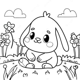 Cute Baby Bunny In Flower Field Coloring Page 11957-9702