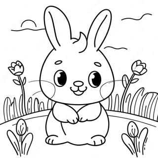 Cute Baby Bunny In Flower Field Coloring Page 11957-9703