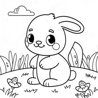 Cute Baby Bunny In Flower Field Coloring Page 11957-9704