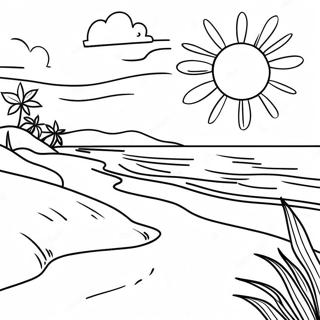 Realistic Beach Sunset Coloring Page 11996-9732