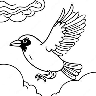 Flying Crow In The Sky Coloring Page 12117-9835