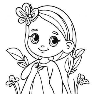 Cute Megan With A Butterfly Coloring Page 12347-10014