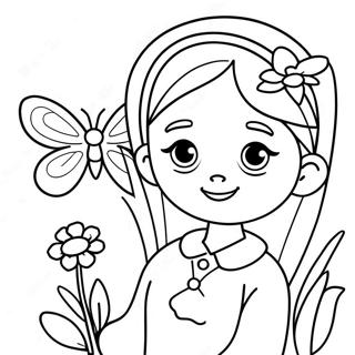 Cute Megan With A Butterfly Coloring Page 12347-10016