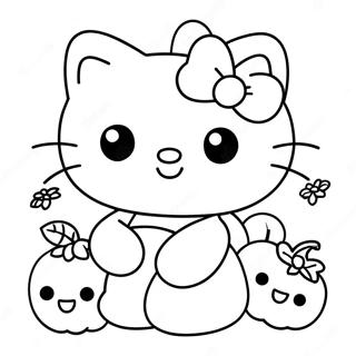 Cute Hello Kitty With Pumpkin Coloring Page 12387-10047