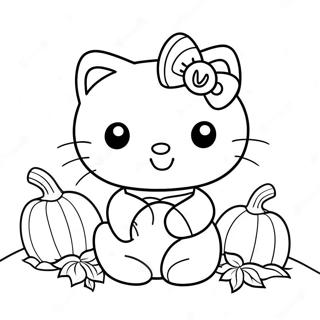 Cute Hello Kitty With Pumpkin Coloring Page 12387-10048