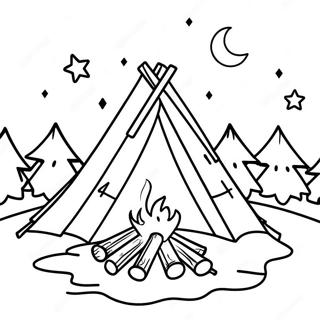 Cozy Campfire Under The Stars Coloring Page 12427-10080