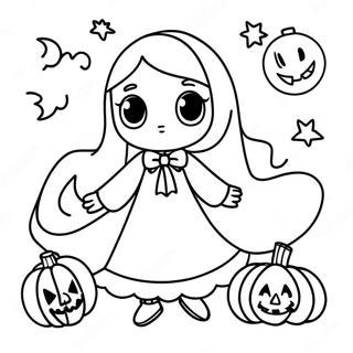 Anime Halloween Ghost Girl Coloring Page 12466-10105