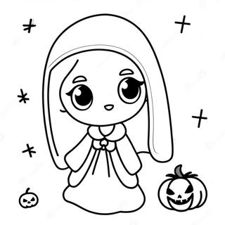 Anime Halloween Ghost Girl Coloring Page 12466-10106