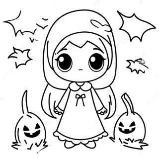 Anime Halloween Ghost Girl Coloring Page 12466-10107