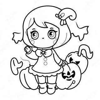 Anime Halloween Ghost Girl Coloring Page 12466-10108