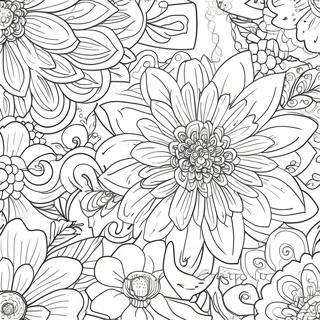 Detailed Grayscale Floral Patterns Coloring Page 12476-10109