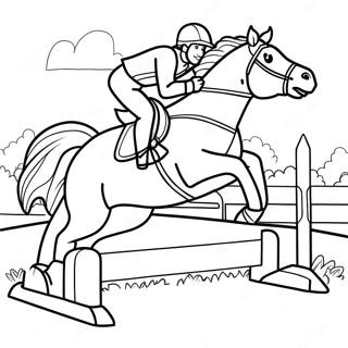 Cross Country Jumping Horse Coloring Page 12486-10124