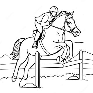 Majestic Cross Country Horse Jumping Coloring Page 12487-10125