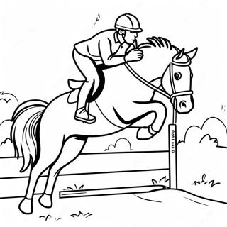 Majestic Cross Country Horse Jumping Coloring Page 12487-10127