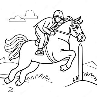 Majestic Cross Country Horse Jumping Coloring Page 12487-10128