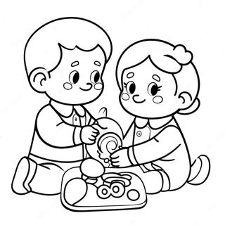 Polite Child Sharing Toys Coloring Page 12497-10134