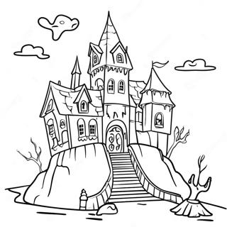 Spooky Halloweentown Castle Coloring Page 12557-10183