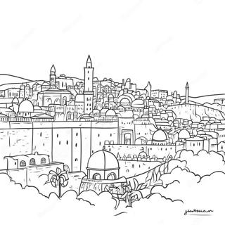 Jerusalem Skyline Coloring Page 12567-10186