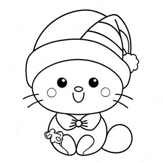 Hello Kitty In Santa Hat Coloring Page 12577-10195