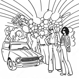 Groovy 70s Disco Scene Coloring Page 12617-10230