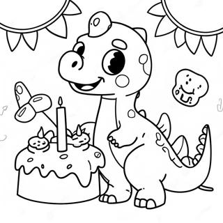 Cute Dinosaur Birthday Party Coloring Page 12677-10282