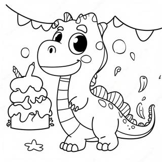 Cute Dinosaur Birthday Party Coloring Page 12677-10283