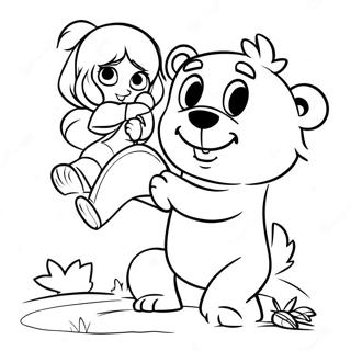 Masha Playing With Bear Coloring Page 12707-10302