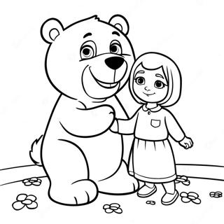 Masha Playing With Bear Coloring Page 12707-10304